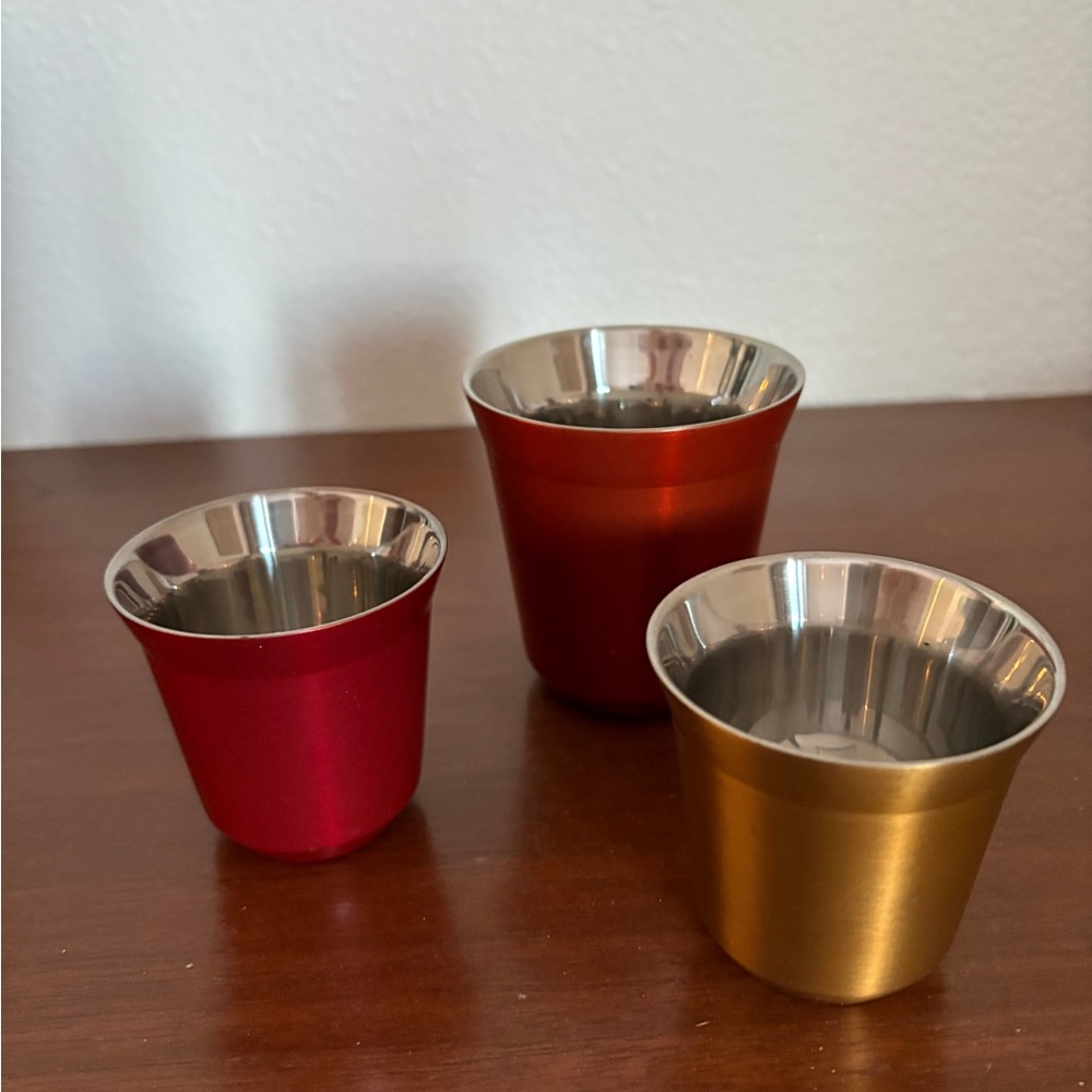 NESPRESSO Pixie Lungo Double-Wall Steel Espresso Coffee Cups